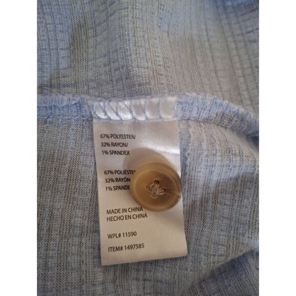 Weatherproof Womens Top Medium Blue Button Front Tie Hem Short Sleeve Cabincore - Picture 5 of 8
